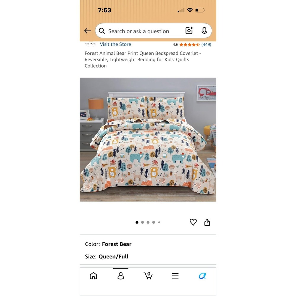 Forest Animals Print Queen Bedding Set - Picture 2 of 6